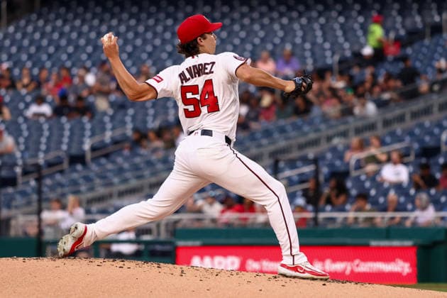 August 25, 2026, Washington D.C, District Of Columbia, United States: Washington, DC; Washington Nationals pitcher Andrew Alvarez (54) delivers a pitch during the Major League Baseball game between the Washington Nationals and the Colorado Rockies at Nationals Park on Tuesday, August 25, 2026. The Rockies beat the Nationals 3-1. MLB, Baseball Herren, USA Colorado Rockies 3:1 Washington Nationals  - ZUMAp258 20260825_znp_p258_012 Copyright: xStevexPrakopex