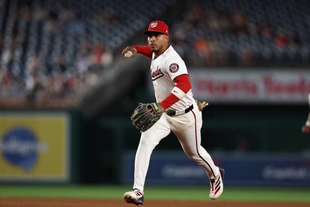 August 25, 2026, Washington D.C, District Of Columbia, United States: Washington, DC; Washington Nationals second baseman Jorbit Vivas (84) throws to first base for the out during the Major League Baseball game between the Washington Nationals and the Colorado Rockies at Nationals Park on Tuesday, August 25, 2026. The Rockies beat the Nationals 3-1. MLB, Baseball Herren, USA Colorado Rockies 3:1 Washington Nationals  - ZUMAp258 20260825_znp_p258_021 Copyright: xStevexPrakopex