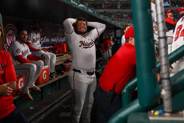 August 25, 2026, Washington D.C, District Of Columbia, United States: Washington, DC; Washington Nationals first baseman Abimelec Ortiz (81) reacts to a long fly ball for an out during the Major League Baseball game between the Washington Nationals and the Colorado Rockies at Nationals Park on Tuesday, August 25, 2026. The Rockies beat the Nationals 3-1. MLB, Baseball Herren, USA Colorado Rockies 3:1 Washington Nationals  - ZUMAp258 20260825_znp_p258_022 Copyright: xStevexPrakopex