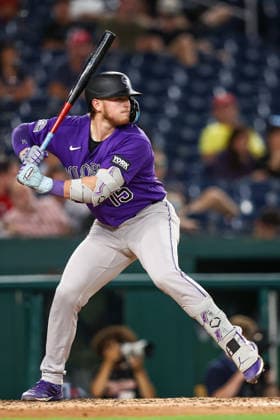 August 25, 2026, Washington D.C, District Of Columbia, United States: Washington, DC; Colorado Rockies catcher Hunter Goodman (15) bats during the Major League Baseball game between the Washington Nationals and the Colorado Rockies at Nationals Park on Tuesday, August 25, 2026. The Rockies beat the Nationals 3-1. MLB, Baseball Herren, USA Colorado Rockies 3:1 Washington Nationals  - ZUMAp258 20260825_znp_p258_027 Copyright: xStevexPrakopex