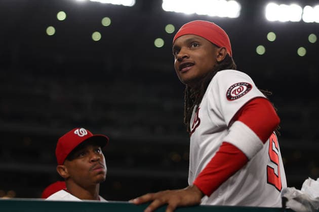 August 25, 2026, Washington D.C, District Of Columbia, United States: Washington, DC; Washington Nationals shortstop CJ Abrams (5) smiles in the dugout during the Major League Baseball game between the Washington Nationals and the Colorado Rockies at Nationals Park on Tuesday, August 25, 2026. The Rockies beat the Nationals 3-1. MLB, Baseball Herren, USA Colorado Rockies 3:1 Washington Nationals  - ZUMAp258 20260825_znp_p258_033 Copyright: xStevexPrakopex