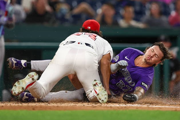 August 25, 2026, Washington D.C, District Of Columbia, United States: Washington, DC; Colorado Rockies left fielder Jordan Beck (27) slides into home during the Major League Baseball game between the Washington Nationals and the Colorado Rockies at Nationals Park on Tuesday, August 25, 2026. The Rockies beat the Nationals 3-1. MLB, Baseball Herren, USA Colorado Rockies 3:1 Washington Nationals  - ZUMAp258 20260825_znp_p258_047 Copyright: xStevexPrakopex