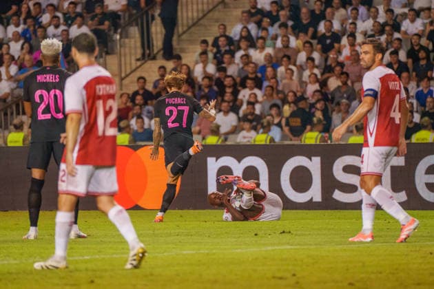 Tymoteusz Puchacz seen during UEFA Champions League 26 27 4th qualifying round 2ed leg match between teams of Sabah FK and Hapoel Beer Sheva (Lukasz Germaniuk Ball Raw Images) Baku Tofiq Bahramov Stadium Azerbaijan Copyright: xLukaszxGermaniukx 250825WSZ-231
