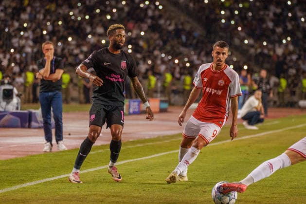 Kaheem Parris and Zahi Ahmed seen during UEFA Champions League 26 27 4th qualifying round 2ed leg match between teams of Sabah FK and Hapoel Beer Sheva (Lukasz Germaniuk Ball Raw Images) Baku Tofiq Bahramov Stadium Azerbaijan Copyright: xLukaszxGermaniukx 250825WSZ-248