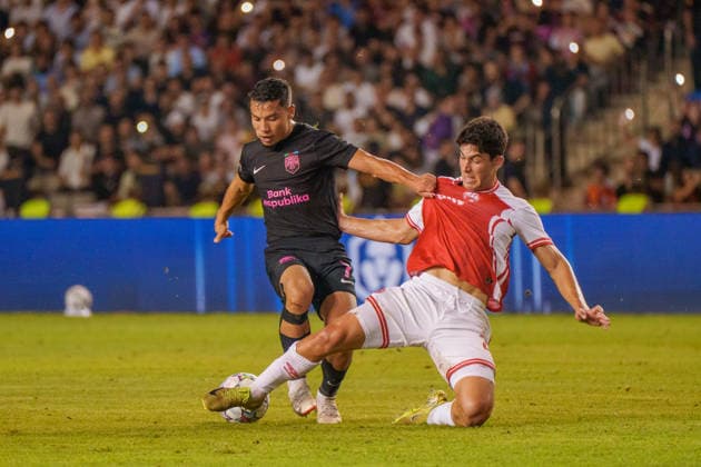 Umarali Rakhmonaliev seen during UEFA Champions League 26 27 4th qualifying round 2ed leg match between teams of Sabah FK and Hapoel Beer Sheva (Lukasz Germaniuk Ball Raw Images) Baku Tofiq Bahramov Stadium Azerbaijan Copyright: xLukaszxGermaniukx 250825WSZ-249