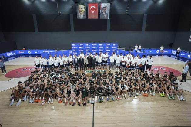 Basketball Without Borders Next Up boys camp opens in Istanbul ISTANBUL, TURKIYE - AUGUST 26: Participants gather during the opening ceremony of the Basketball Without Borders (BWB) Next Up boys camp, organized jointly by the NBA, Basketball Herren, USA FIBA, and the Turkish Basketball Federation (TBF), at the Turkcell Basketball Development Center in Istanbul, Turkiye, on August 26, 2026. The prestigious youth development initiative brings together elite young male basketball talent from across the region for intensive training sessions and leadership workshops. Agit Erdi Ulukaya Anadolu Istanbul Turkey. Editorial use only. Please get in touch for any other usage.  Copyright: x2026xAnadoluxAgitxErdixUlukayax