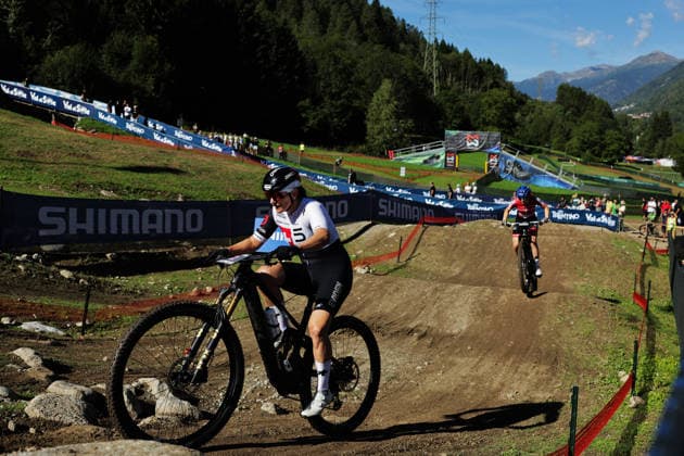 2026 UCI Mountain Bike World Championships Picture by Alex Whitehead SWpix.com - 26 08 2026 - Cycling - 2026 UCI Mountain Bike World Championships - Val di Sole, Trentino, Italy - E-mountain bike (E-MTB) Cross Country - Women Elite - Kathrin Stirnemann (Switzerland) Copyright: x xSWpix.comx(t axPhotographyxHubxLtd)xAlexxWhitehead SWpix.comx SWP-3030-19379