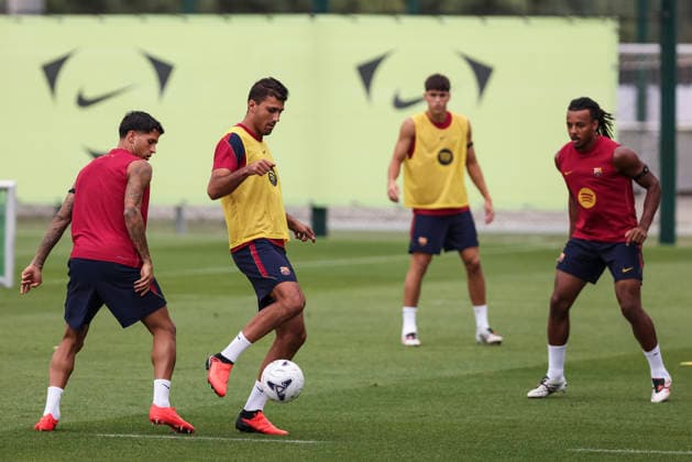 August 26, 2026, Sant Joan Despi, Barcelona, Spain: Rodri and Joao Cancelo during the training day of FC Barcelona, Barca ahead the Spanish League, Laliga EA Sports, football match against Athletic Club at Ciudad Esportiva Joan Gamper on August 26, 2026 in Sant Joan Despi, Barcelona, Spain. FC Barcelona Training And press conference, PK, Pressekonferenz - LaLiga EA Sports - ZUMAa181 20260826_zaa_a181_019 Copyright: xJavierxBorregox