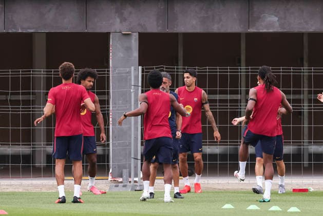 August 26, 2026, Sant Joan Despi, Barcelona, Spain: Karim Adeyemi and Joao Cancelo during the training day of FC Barcelona, Barca ahead the Spanish League, Laliga EA Sports, football match against Athletic Club at Ciudad Esportiva Joan Gamper on August 26, 2026 in Sant Joan Despi, Barcelona, Spain. FC Barcelona Training And press conference, PK, Pressekonferenz - LaLiga EA Sports - ZUMAa181 20260826_zaa_a181_038 Copyright: xJavierxBorregox