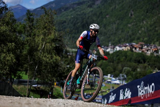 2026 UCI Mountain Bike World Championships Picture by Alex Whitehead SWpix.com - 26 08 2026 - Cycling - 2026 UCI Mountain Bike World Championships - Val di Sole, Trentino, Italy - E-mountain bike (E-MTB) Cross Country - Men Elite - Jerome Gilloux (France) Copyright: x xSWpix.comx(t axPhotographyxHubxLtd)xAlexxWhitehead SWpix.comx SWP-3030-19449