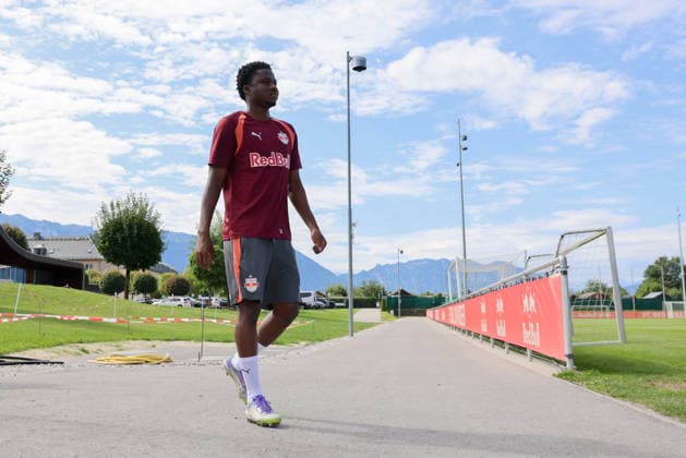 SOCCER - UEFA EL, RBS vs Mjaellby SALZBURG,AUSTRIA,26.AUG.26 - SOCCER - UEFA Europa League, play-off, Red Bull Salzburg vs Mjaellby AIF, preview, training RBS. Image shows Aboubacar Camara (RBS).  GEPAxpictures xMathiasxMandl