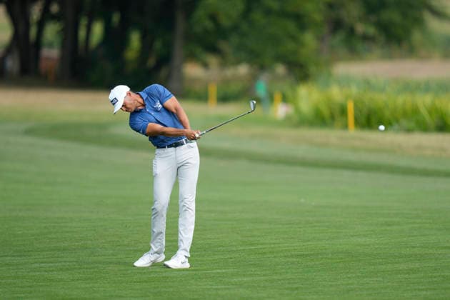 SUTTON COLDFIELD, ENGLAND - AUG 26: Johannes Veerman (USA) plays from the eighteenth fairway during the Pro-Am at the 2026 Husqvarna British Masters at The Belfry, Sutton Coalfield on August 26, 2026 in Warwickshire, England The 2026 Husqvarna British Masters