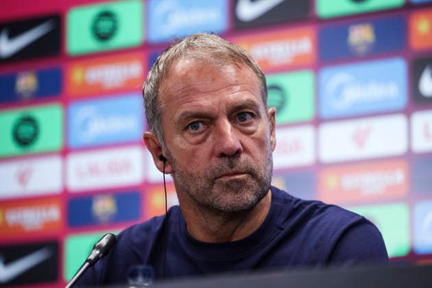 August 26, 2026, Sant Joan Despi, Barcelona, Spain: Hansi Flick, head coach of FC Barcelona, Barca attends his press conference, PK, Pressekonferenz during the training day of FC Barcelona ahead the Spanish League, LaLiga EA Sports, football match against Athletic Club at Ciudad Esportiva Joan Gamper on August 26, 2026 in Sant Joan Despi, Barcelona, Spain. FC Barcelona Training And Press Conference - LaLiga EA Sports  - ZUMAa181 20260826_zaa_a181_051 Copyright: xJavierxBorregox