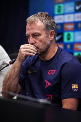 August 26, 2026, Sant Joan Despi, Barcelona, Spain: Hansi Flick, head coach of FC Barcelona, Barca attends his press conference, PK, Pressekonferenz during the training day of FC Barcelona ahead the Spanish League, LaLiga EA Sports, football match against Athletic Club at Ciudad Esportiva Joan Gamper on August 26, 2026 in Sant Joan Despi, Barcelona, Spain. FC Barcelona Training And Press Conference - LaLiga EA Sports  - ZUMAa181 20260826_zaa_a181_059 Copyright: xJavierxBorregox