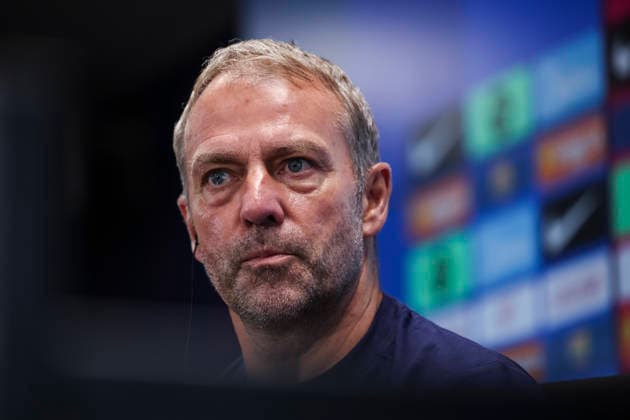 August 26, 2026, Sant Joan Despi, Barcelona, Spain: Hansi Flick, head coach of FC Barcelona, Barca attends his press conference, PK, Pressekonferenz during the training day of FC Barcelona ahead the Spanish League, LaLiga EA Sports, football match against Athletic Club at Ciudad Esportiva Joan Gamper on August 26, 2026 in Sant Joan Despi, Barcelona, Spain. FC Barcelona Training And Press Conference - LaLiga EA Sports  - ZUMAa181 20260826_zaa_a181_060 Copyright: xJavierxBorregox