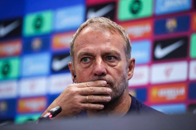 August 26, 2026, Sant Joan Despi, Barcelona, Spain: Hansi Flick, head coach of FC Barcelona, Barca attends his press conference, PK, Pressekonferenz during the training day of FC Barcelona ahead the Spanish League, LaLiga EA Sports, football match against Athletic Club at Ciudad Esportiva Joan Gamper on August 26, 2026 in Sant Joan Despi, Barcelona, Spain. FC Barcelona Training And Press Conference - LaLiga EA Sports  - ZUMAa181 20260826_zaa_a181_064 Copyright: xJavierxBorregox