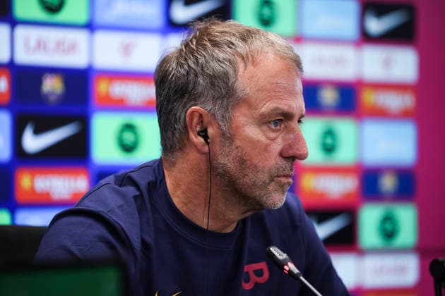 August 26, 2026, Sant Joan Despi, Barcelona, Spain: Hansi Flick, head coach of FC Barcelona, Barca attends his press conference, PK, Pressekonferenz during the training day of FC Barcelona ahead the Spanish League, LaLiga EA Sports, football match against Athletic Club at Ciudad Esportiva Joan Gamper on August 26, 2026 in Sant Joan Despi, Barcelona, Spain. FC Barcelona Training And Press Conference - LaLiga EA Sports  - ZUMAa181 20260826_zaa_a181_067 Copyright: xJavierxBorregox