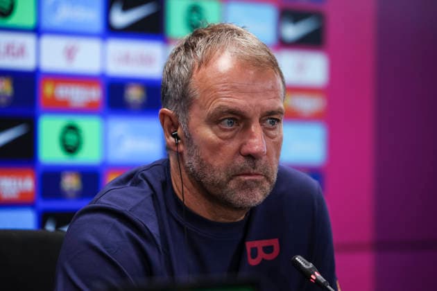 August 26, 2026, Sant Joan Despi, Barcelona, Spain: Hansi Flick, head coach of FC Barcelona, Barca attends his press conference, PK, Pressekonferenz during the training day of FC Barcelona ahead the Spanish League, LaLiga EA Sports, football match against Athletic Club at Ciudad Esportiva Joan Gamper on August 26, 2026 in Sant Joan Despi, Barcelona, Spain. FC Barcelona Training And Press Conference - LaLiga EA Sports  - ZUMAa181 20260826_zaa_a181_068 Copyright: xJavierxBorregox