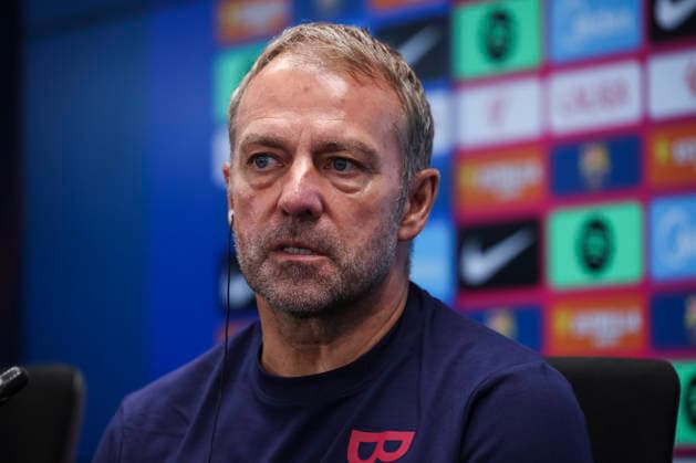 August 26, 2026, Sant Joan Despi, Barcelona, Spain: Hansi Flick, head coach of FC Barcelona, Barca attends his press conference, PK, Pressekonferenz during the training day of FC Barcelona ahead the Spanish League, LaLiga EA Sports, football match against Athletic Club at Ciudad Esportiva Joan Gamper on August 26, 2026 in Sant Joan Despi, Barcelona, Spain. FC Barcelona Training And Press Conference - LaLiga EA Sports  - ZUMAa181 20260826_zaa_a181_069 Copyright: xJavierxBorregox