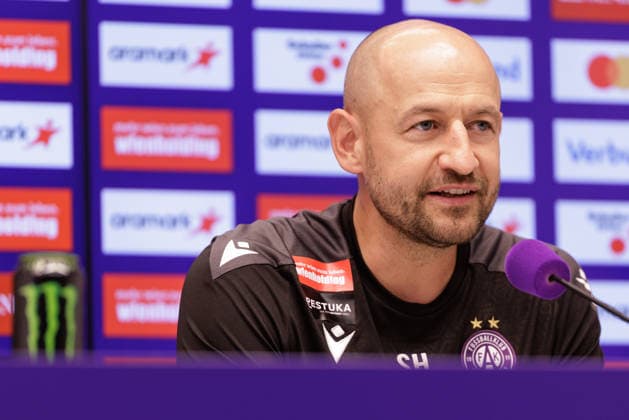 SOCCER - UEFA ECL, A.Wien vs Braga VIENNA,AUSTRIA,26.AUG.26 - SOCCER - UEFA Conference League, play-off, Austria Wien vs Sporting Braga, preview, press conference, PK, Pressekonferenz A.Wien. Image shows head coach Stephan Helm (A.Wien).  GEPAxpictures xArminxRauthner