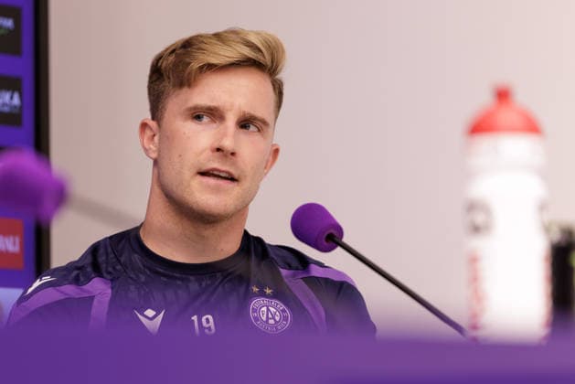 SOCCER - UEFA ECL, A.Wien vs Braga VIENNA,AUSTRIA,26.AUG.26 - SOCCER - UEFA Conference League, play-off, Austria Wien vs Sporting Braga, preview, press conference, PK, Pressekonferenz A.Wien. Image shows Johannes Eggestein (A.Wien).  GEPAxpictures xArminxRauthner
