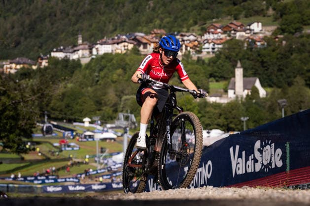 2026 UCI Mountain Bike World Championships Picture by Michal Cerveny SWpix.com - 26 08 2026 - Cycling - 2026 UCI Mountain Bike World Championships - Val di Sole, Trentino, Italy - E-MTB - Anna Spielmann (Austria) Val di Sole Val di Sole Italy Copyright: x xSWpix.comx(t axPhotographyxHubxLtd)xMichalxCerveny SWpix.comx SWP-3030-19524