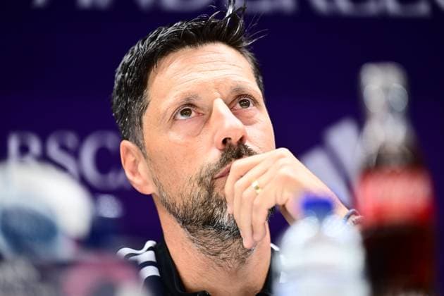 RSC Anderlecht v Kairat Almaty - UEFA Europa League Media Activities 26 08 2026 ANDERLECHT, BELGIUM - AUGUST 26 : Bruno Vitor head coach of RSC Anderlecht speaking with the media during a pre-match press conference, PK, Pressekonferenz ahead of the UEFA Europa League 2026 27 play-off round second leg between RSC Anderlecht and Kairat Almaty on August 26, 2026 in Anderlecht, Belgium, 26 08 2026 Anderlecht Belgium  Copyright: xPeterxDexVoechtx
