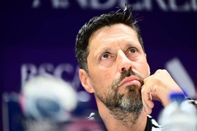 RSC Anderlecht v Kairat Almaty - UEFA Europa League Media Activities 26 08 2026 ANDERLECHT, BELGIUM - AUGUST 26 : Bruno Vitor head coach of RSC Anderlecht speaking with the media during a pre-match press conference, PK, Pressekonferenz ahead of the UEFA Europa League 2026 27 play-off round second leg between RSC Anderlecht and Kairat Almaty on August 26, 2026 in Anderlecht, Belgium, 26 08 2026 Anderlecht Belgium  Copyright: xPeterxDexVoechtx