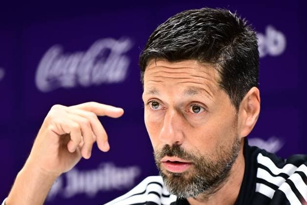 RSC Anderlecht v Kairat Almaty - UEFA Europa League Media Activities 26 08 2026 ANDERLECHT, BELGIUM - AUGUST 26 : Bruno Vitor head coach of RSC Anderlecht speaking with the media during a pre-match press conference, PK, Pressekonferenz ahead of the UEFA Europa League 2026 27 play-off round second leg between RSC Anderlecht and Kairat Almaty on August 26, 2026 in Anderlecht, Belgium, 26 08 2026 Anderlecht Belgium  Copyright: xPeterxDexVoechtx