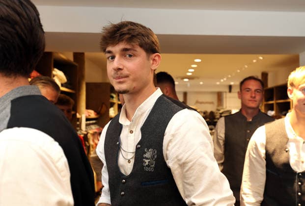 Soccer, Men s, Oktoberfest Attire, 2026–2027 Season, TSV 1860 Munich, Angermaier Traditional Attire, Noah Klose of TSV 1860 Munich in Traditional Attire, Lederhosen