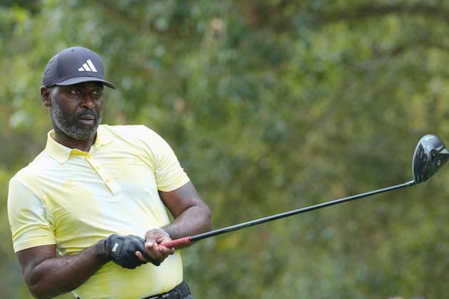 SUTTON COLDFIELD, ENGLAND - AUG 26: Former Manchester United, ManU and England striker Andrew Cole plays from the third tee during the Pro-Am at the 2026 Husqvarna British Masters at The Belfry, Sutton Coalfield on August 26, 2026 in Warwickshire, England The 2026 Husqvarna British Masters
