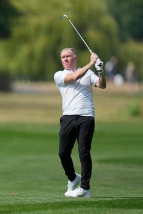 SUTTON COLDFIELD, ENGLAND - AUG 26: Former Manchester United, ManU and England footballer Paul Scholes plays from the fourth fairway during the Pro-Am at the 2026 Husqvarna British Masters at The Belfry, Sutton Coalfield on August 26, 2026 in Warwickshire, England The 2026 Husqvarna British Masters