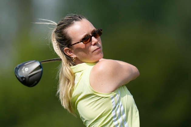 SUTTON COLDFIELD, ENGLAND - AUG 26: Swedish golf content creator Ellie Skoog plays from the fourth tee during the Pro-Am at the 2026 Husqvarna British Masters at The Belfry, Sutton Coalfield on August 26, 2026 in Warwickshire, England The 2026 Husqvarna British Masters
