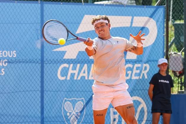 Pictured: Daniel Masur (GER) and Max Schoenhaus (GER) vs. Daniel Masur (GER), ATP Challenger Schwaben Open, Men s Singles, Tennis, Round of 16, August 26, 2026, Augsburg, Bavaria, Germany Copyright: xkolbert-press ChristianxKolbertx