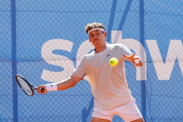 Pictured: Daniel Masur (GER) and Max Schoenhaus (GER) vs. Daniel Masur (GER), ATP Challenger Schwaben Open, Men s Singles, Tennis, Round of 16, August 26, 2026, Augsburg, Bavaria, Germany Copyright: xkolbert-press ChristianxKolbertx