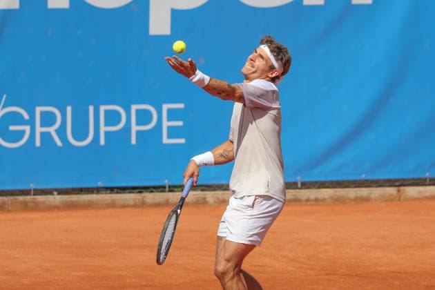 Pictured: Daniel Masur (GER) and Max Schoenhaus (GER) vs. Daniel Masur (GER), ATP Challenger Schwaben Open, Men s Singles, Tennis, Round of 16, August 26, 2026, Augsburg, Bavaria, Germany Copyright: xkolbert-press ChristianxKolbertx