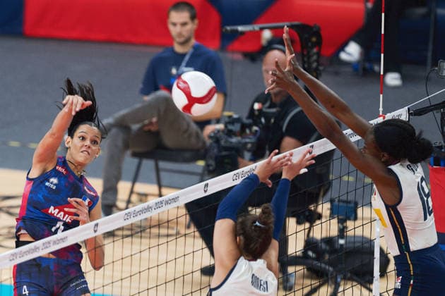 August 26, 2026: Lilou Ratahiry of France during the CEV EuroVolley 2026 group stage volleyball match between France and Italy on August 26, 2026 in Gothenburg. Photo by Mathias Bergeld. BILDBYRAN code MB MB1407 volleyball CEV EuroVolley 2026 women s volleyball European Championship France Italy Day 6 women s team France Italy  Copyright: MATHIASxBERGELD BB260826MB013