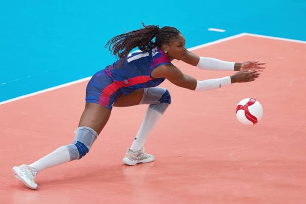 August 26, 2026: Brooklyn Eva Elouga of France during the CEV EuroVolley 2026 group stage volleyball match between France and Italy on August 26, 2026 in Gothenburg. Photo by Mathias Bergeld. BILDBYRAN code MB MB1407 volleyball CEV EuroVolley 2026 women’s volleyball European Championship France Italy Day 6 women’s team France Italy  Copyright: MATHIASxBERGELD BB260826MB014