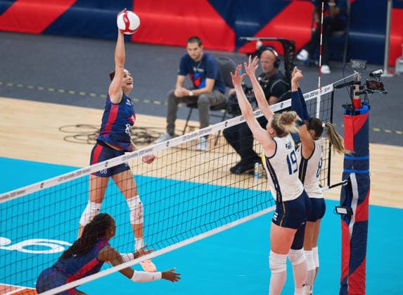 August 26, 2026: Juliette Gelin of France during the CEV EuroVolley 2026 group stage volleyball match between France and Italy on August 26, 2026 in Gothenburg. Photo by Mathias Bergeld. BILDBYRAN code MB MB1407 volleyball CEV EuroVolley 2026 women s volleyball European Championship France Italy Day 6  Copyright: MATHIASxBERGELD BB260826MB016