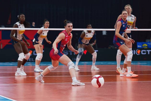August 26, 2026: Juliette Gelin of France during the CEV EuroVolley 2026 group stage volleyball match between France and Italy on August 26, 2026 in Gothenburg. Photo by Mathias Bergeld, BILDBYRAN, code MB MB1407, volleyball, CEV EuroVolley 2026, European Volleyball Championship, France, Italy, Day 6, women s, France, Italy Copyright: MATHIASxBERGELD BB260826MB019