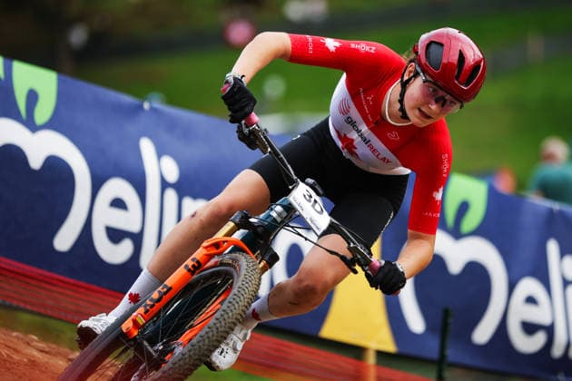 2026 UCI Mountain Bike World Championships Picture by Ed Sykes SWpix.com - 26 08 2026 - Cycling - 2026 UCI Mountain Bike World Championships - Val di Sole, Trentino, Italy - Mixed Team Relay (XCR) - Eliane Blais (Canada) Copyright: x xSWpix.comx(t axPhotographyxHubxLtd)xEdxSykes SWpix.comx SWP-3030-19594