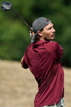 SUTTON COLDFIELD, ENGLAND - AUG 26: Former Swedish footballer Erik Berg plays from the fourth tee during the Pro-Am at the 2026 Husqvarna British Masters at The Belfry, Sutton Coalfield on August 26, 2026 in Warwickshire, England The 2026 Husqvarna British Masters