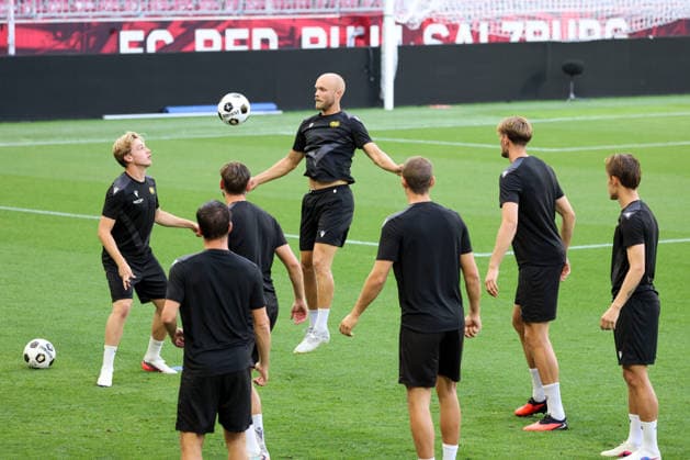 SOCCER - UEFA EL, RBS vs Mjaellby SALZBURG,AUSTRIA,26.AUG.26 - SOCCER - UEFA Europa League, play-off, Red Bull Salzburg vs Mjaellby AIF, preview, training Mjaellby. Image shows Viktor Gustafson (Maellby).  GEPAxpictures xMathiasxMandl