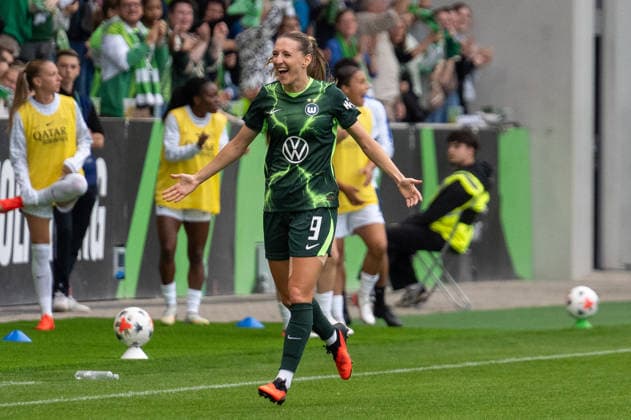 Germany, Soccer, UEFA, Women s Champions League, Qualifying, Round 3, First Leg 2026–2027: VfL Wolfsburg vs. FC Internazionale Milano on August 26 at the AOK Stadium in Wolfsburg. Goal: 1–0 by Lara Praönikar (Prasnikar) of VfL Wolfsburg, 9. Celebration, joy, goal celebration, emotions Copyright: xSvenxHeidmannx
