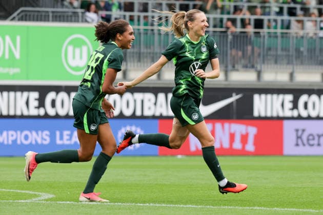 August 26, 2026, xgrfx, Soccer, UEFA WCL Qualifying Round 3, VfL Wolfsburg vs. Inter Milan, Goal, Lara Prasnikar scores to make it 1-0 for VfL Wolfsburg, Wolfsburg