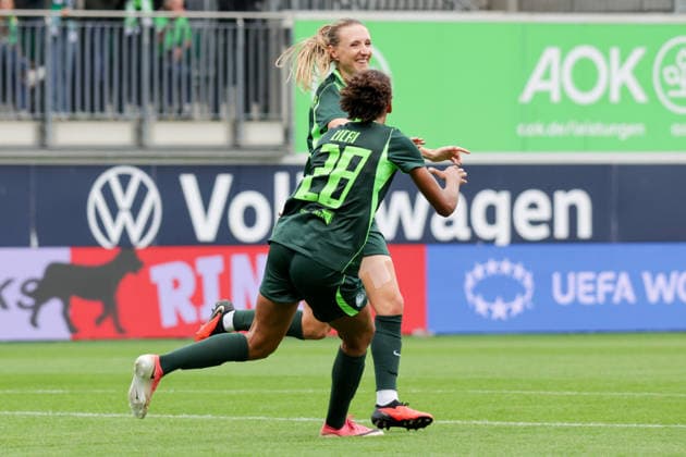August 26, 2026, xgrfx, Soccer, UEFA WCL Qualifying Round 3, VfL Wolfsburg vs. Inter Milan, Goal, Lara Prasnikar scores the 1-0 goal for VfL Wolfsburg, Wolfsburg