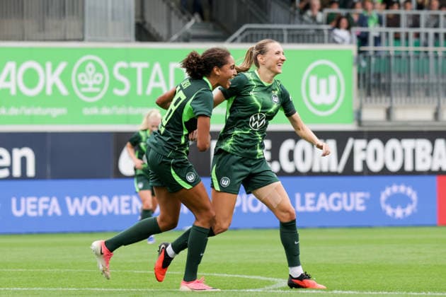 August 26, 2026, xgrfx, Soccer, UEFA WCL Qualifying Round 3, VfL Wolfsburg vs. Inter Milan, Goal, Lara Prasnikar scores the 1-0 goal for VfL Wolfsburg, Wolfsburg