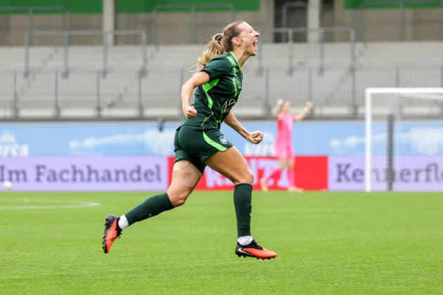 August 26, 2026, xgrfx, Soccer, UEFA WCL Qualifying Round 3, VfL Wolfsburg vs. Inter Milan, Goal, Lara Prasnikar scores the 1-0 goal for VfL Wolfsburg, Wolfsburg