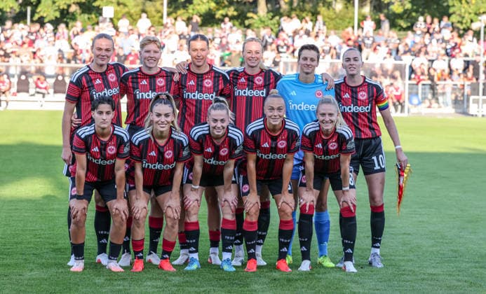 GER, Frankfurt, Eintracht Frankfurt vs. Paris Saint-Germain, UEFA Women s Champions League, Soccer, UEFA, 2026–2027 Season, Stadion am Brentanobad, 3rd Qualifying Round, First Leg: Starting Lineup for Eintracht Frankfurt Women vs. Paris. DFB and DFL regulations prohibit any use of photographs as image sequences and or quasi-video. August 26, 2026 Copyright: HMBxMedia HendrikxHamelau