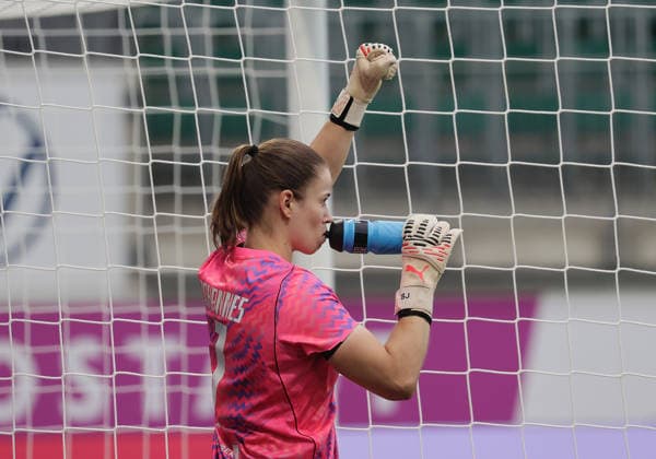 Stina Johannes Celebrates a Goal, VfL Wolfsburg Soccer, Women s, 2026–2027 Season, Women s Champions League Qualifying Round 3, VfL Wolfsburg vs. Inter Milan